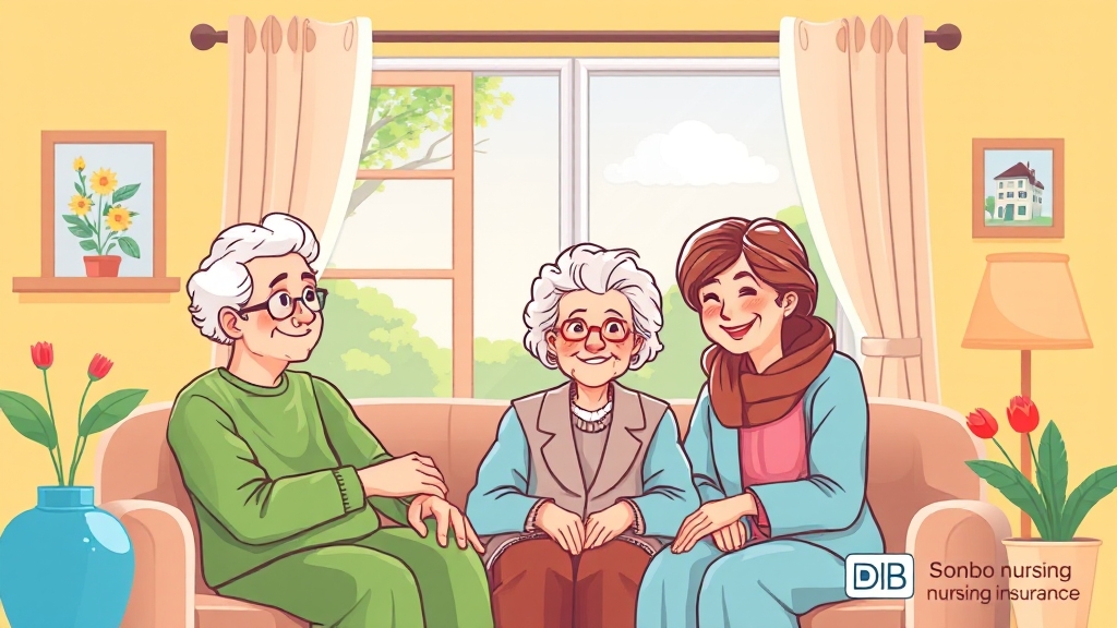 재가요양 서비스 및 정부 지원 (cartoon 스타일)