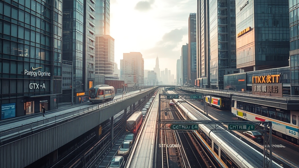 탁월한 접근성 및 미래 교통망 (realistic 스타일)