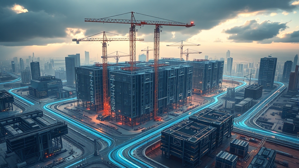 7조 투자: SK AI 데이터센터 울산 건설 현황 (realistic 스타일)