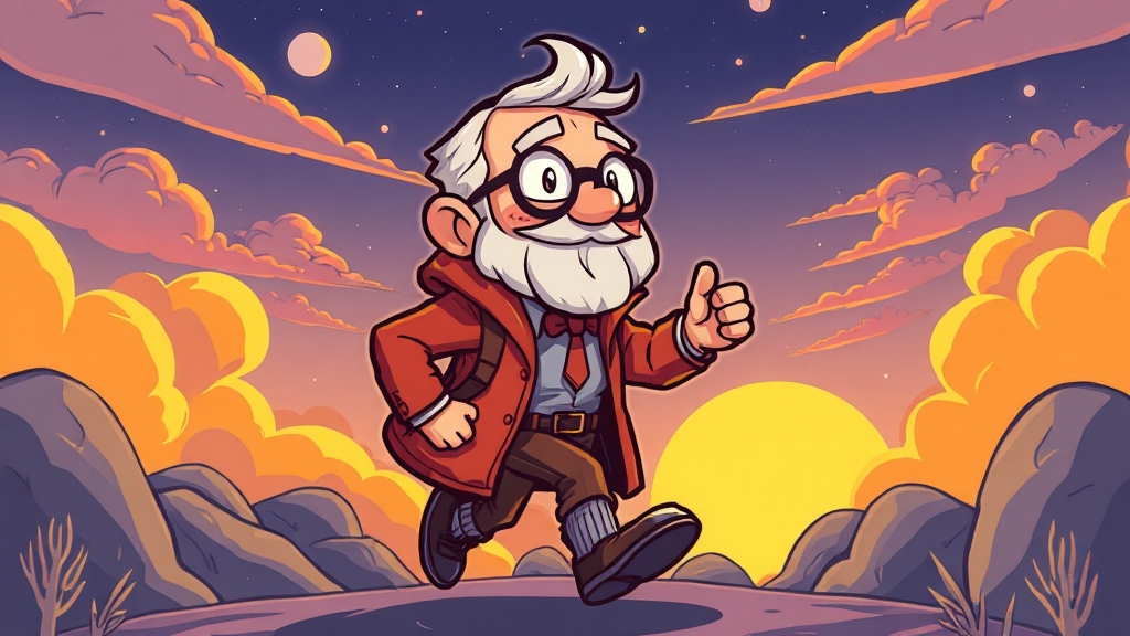 시니어 창업, 꿈을 향해 나아가세요! (cartoon 스타일)