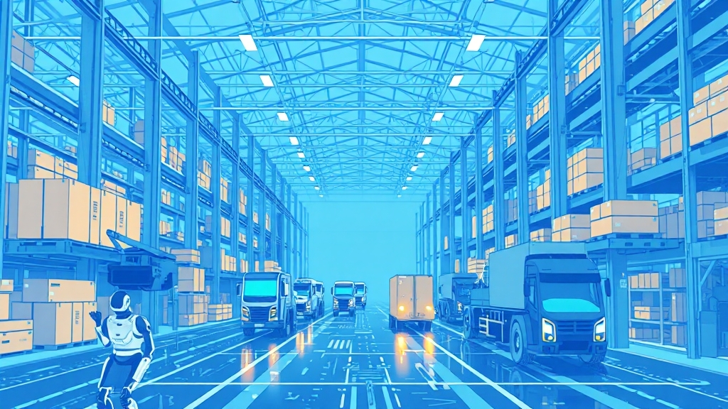 물류 자동화 도입 사례 (illustration 스타일)