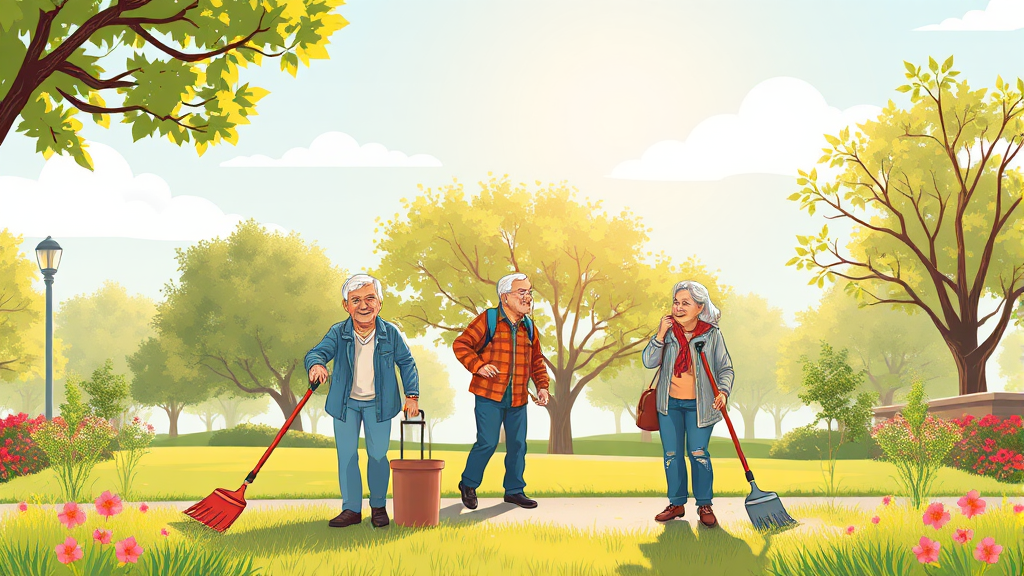 시니어 일자리 유형 & 특징 (illustration 스타일)