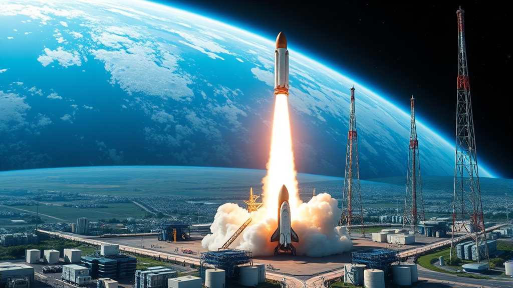 스페이스X와 연관 산업 분석 (realistic 스타일)