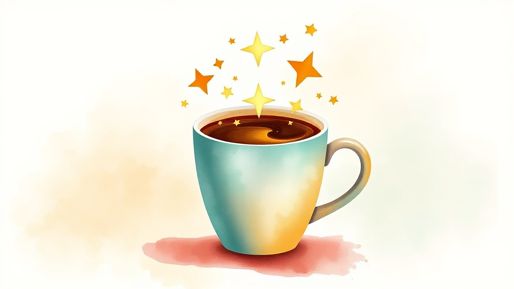 별별통장: 스타벅스 앱과 연계된 특별한 혜택 (watercolor 스타일)