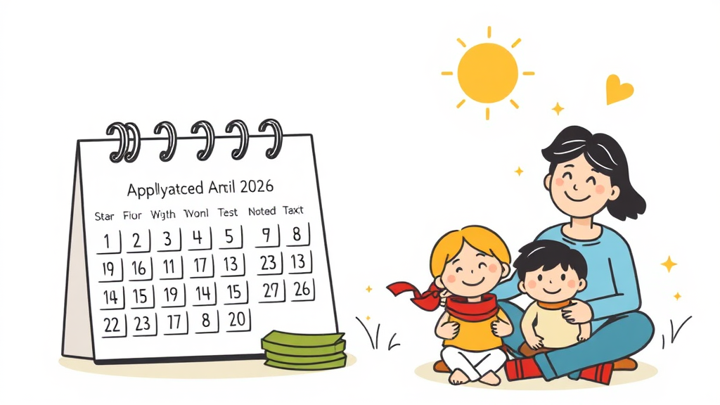 2026년 근로장려금 신청 기간 및 지급 일정 (illustration 스타일)