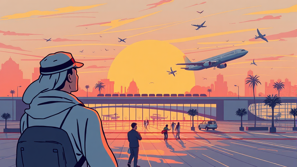 중동 지역 지정학적 불안정과 항공편 차질 (illustration 스타일)